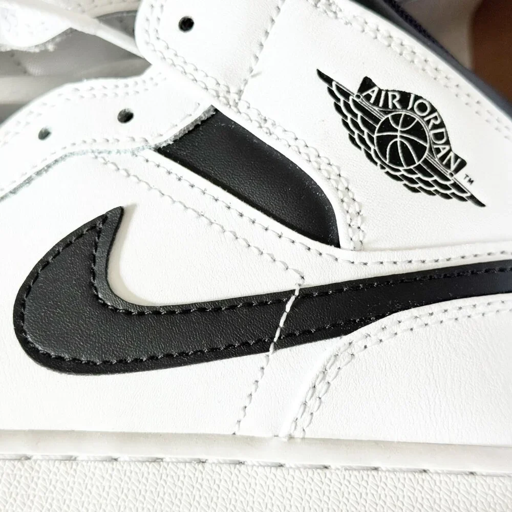 Air Jordan 1 Mid White Black Sneakers | Big Kids Size 5Y (Women’s 6.5) - Picture 3 of 14